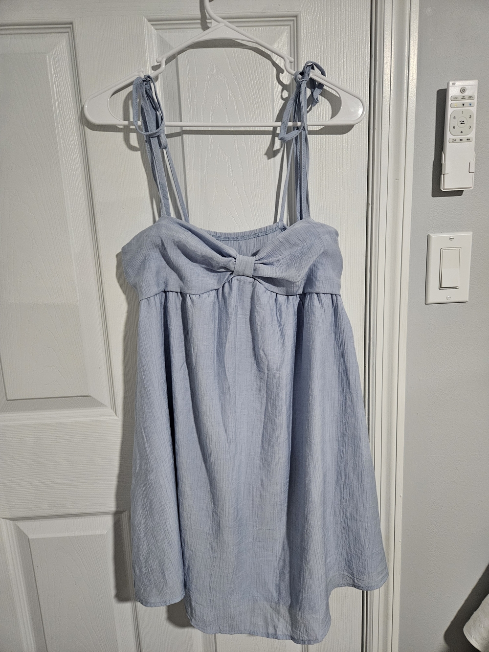 Source Unknown Light Blue Tie-Shoulder Mini Dress - Picture 5 of 6
